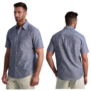 NWT Chaps Short Sleeve Coastland Wash Chambray Big & Tall Button-up Shirt 2XLT